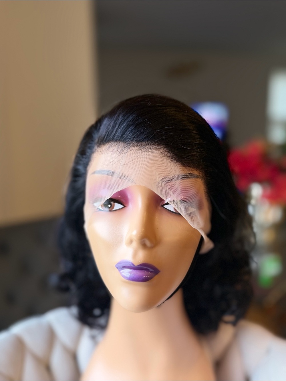 Black Lace Front Short Natural Wave Wig - Black